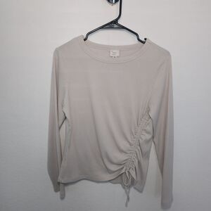 Target Tan Ruched Long Sleeve Blouse